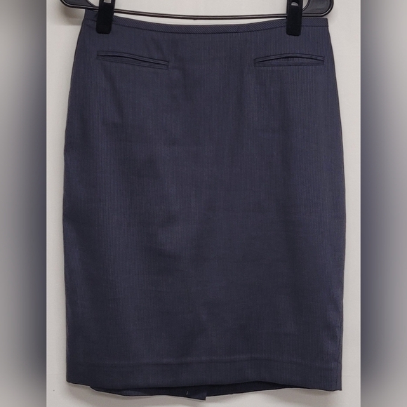 Ann Taylor 4 Blue Pinstriped Pencil Skirt Lined Hidden Side Zipper & Hook New - Picture 1 of 6
